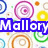 A static image with a white background featuring colorful concentric circles in pink, yellow, green, blue, and orange. Three names appear: Mallory Eddy (top), Josh (bottom left).