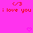 Pixelated red text and symbols on bright pink background with two heart shapes at bottom.