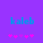 Blue text 'kaleb' on purple background with pink star-like shapes below, two identical frames showing slight animation in the stars.