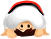Pixelated character with white turban, red and black trim, brown beard, and light skin; two views show different eye expressions.