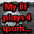 Red text on a pixelated background reads "My BF plays 4 sports..." and "soccer and FRISBEE!" with partial obscured imagery behind the text.