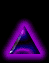 Animated sequence of purple-outlined triangles with internal blue-purple gradient and small white dot, showing subtle glow variation across frames.
