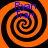Four identical orange and black spiral patterns arranged in a with blue text "Ryan Tran" overlaid on each spiral