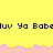 Yellow background with repeated black text 'luy Ya Babduv Ya Babduv Ya Babe' and pink jagged border, partially cropped on the right.