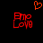Red pixelated text 'Emp Love' in two side-by-side arrangements with a red heart outline above, all on black background.
