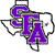 Pixelated purple letters SFA with gray outlines on white background, forming a stylized monogram with overlapping shapes.