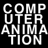 Black background with white text in various fonts and sizes arranged in a wordwall layout, featuring phrases about computer animation.