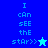 Pixelated blue and cyan graphic with text "I can see the star>>" and a star symbol, displayed in two color variations.