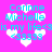 Pixelated cyan text on bright pink background with white hearts, repeating 'Corinne Michelle is my life<3 <33333' in two