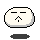Two pixelated oval icons with black outlines on gray background; left icon has flat eyes and downward arrow, right shows two blue tears.