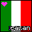 four and four displays Italian flag-themed icons with alternating heart symbols above the text 'italian' in pixelated font