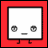 Pixelated square character with gray eyes and mouth on red background, displaying text "ITS HIP TO BE A SQUARE" in some frames.
