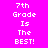 A static image with a bright pink background displays the text "7th Grade Is The BEST!" in white pixelated font across multiple