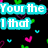 Pixelated text fragments on a black background with colorful heart shapes, featuring cyan, purple, and green lettering.