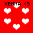 Red background with white heart shapes and repeated "KENNA <3" text in black pixelated font