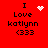 Red background displays four identical text blocks with 'I Love katlynn (333)' and varying pixelated symbols above the first 'I'.