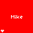 Red background with repeated white 'Mike' text and varying numbers of small white star icons arranged in vertical