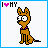 Pixel art dog icon with brown fur, pink collar, and changing text above; starts as 'I MY' then shifts to 'CHIHUAHUA' in various frames.