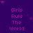 Purple background with repeated pink text 'Girls Rule The World' and scattered small stars, arranged in a pattern