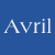 Blue background with white text 'Avril' on left, pixelated image of a person mid-air performing a trick on the right.