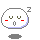 Pixelated white circular character with closed eyes, red cheeks, and a mouth showing different states across including open, neutral, and sleeping