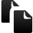Black wireframe icon showing two overlapping document shapes with folded corners on a light gray background.