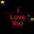 Black background with red text "I Love You" and yellow/green stars in motion across the frame.