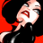A pixelated contact sheet of two animated frames showing a cartoon woman with dark hair and red lips on the left, next to green text reading "Original Icons .com" on a dark background.