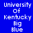 Blue background with white text 'University of Kentucky Big Blue' repeated in a , yellow bars shifting horizontally across the text
