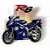 A pixelated motorcycle with a rider wearing red goggles and yellow helmet on white background, next to green text reading Original Icons .com.