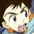 Pixelated anime-style character face with open mouth and tongue, next to stylized text on black background in a 2-frame contact sheet layout.