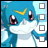 A 48x48 pixel animated buddy icon featuring a blue and white Digimon character with yellow accents, displayed alongside text reading "Anime IM" on a black background in a contact sheet layout.