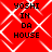 Red background with white diamond-shaped pattern and black text reading YOSHI IN DA HOUSE in four identical quadrants