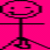 A 4-frame animated contact sheet of stick figures on a bright pink background, showing sequential changes in pose and action across frames.
