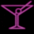Two pink martini glasses with olives and a blue 'Yoshi' text on black background, one glass has a slightly different olive position.