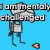 Pixelated character with envelope head stands against blue background, text changes from "I am mentally challenged" to "when it come to..." then shows "love" below.