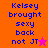 Pixelated text reads 'Kelsey brought sexy back not JT' with a star symbol, displayed across four color-blocked sections in blue and orange hues.