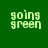 Four green display 'going green' text in pixelated light-green font with varying background shades
