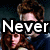 A four- shows a pixelated image of two people with brown hair, overlaid with large white text reading "Never Look Back" across the