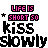 Animated contact sheet of 11 frames showing a pixel-art kissing-themed buddy icon with text variations and star effects on white background.