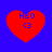 Four red heart-shaped icons with blue text 'H2O' and '<3' on a solid blue background, arranged in a