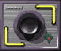 Four- of identical camera icons with yellow corner brackets, gray striped backgrounds, and green diamond symbols containing red dots