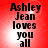 Red background with black text reading "Ashley Jean loves you all" in four identical arranged in a