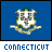 A 4-frame animated contact sheet showing variations of the Connecticut state seal with pixelated text below each frame on a white background.