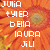 Pixelated orange background with white text reading 'JULIA', '+YLER', 'BELLA', 'LAURA', and 'JU' stacked vertically.