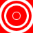 Four white concentric circles on a solid red background, arranged in a pattern with no visible animation changes