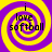 Four identical spiral-patterned icons with purple and yellow concentric rings display the text "i love softball" in black pixelated font.