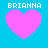 Four identical pixelated pink hearts on cyan background with 'BRIANNA' text above each heart in white block letters.