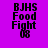 Six identical pixelated text icons on purple background with white rectangular overlays, each displaying "BJHS Food Fight 08" in black block letters.