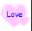 Animated contact sheet of three pink heart-shaped icons with blue text reading "Love", "me for", and "me" across frames.
